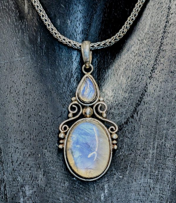 Statement Moonstone Scroll Detail Pendant For Sale