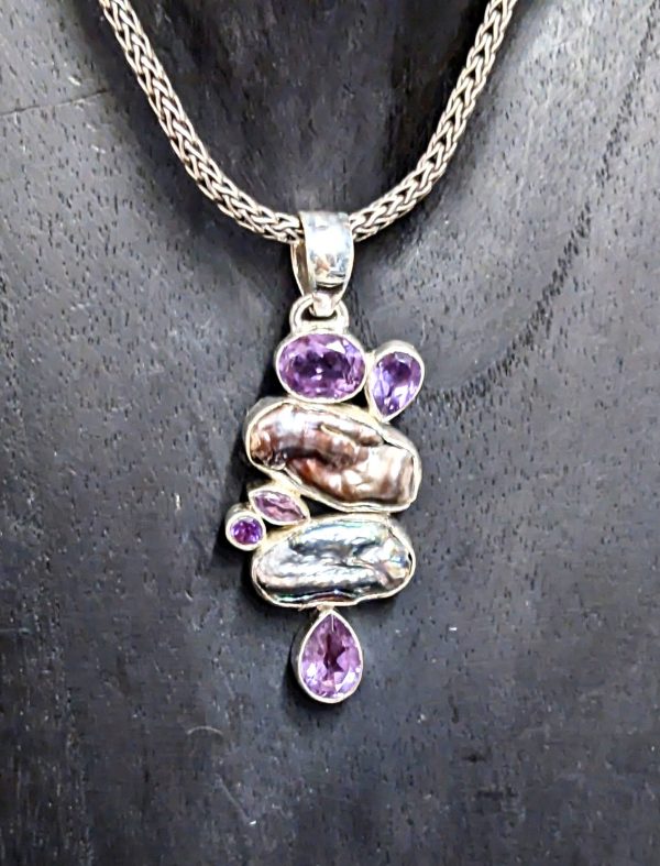 Brilliant Amethyst and Pearl Pendant Sale