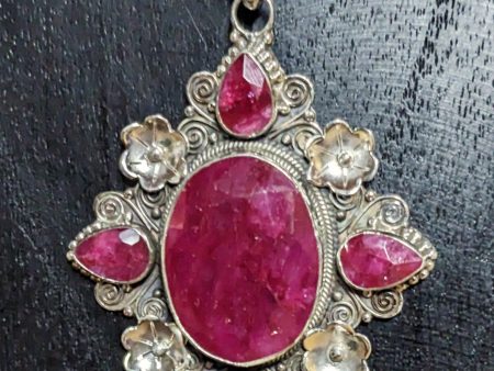 Magnificent Flower Ruby Pendant Hot on Sale