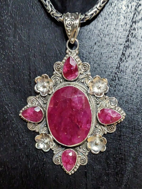 Magnificent Flower Ruby Pendant Hot on Sale