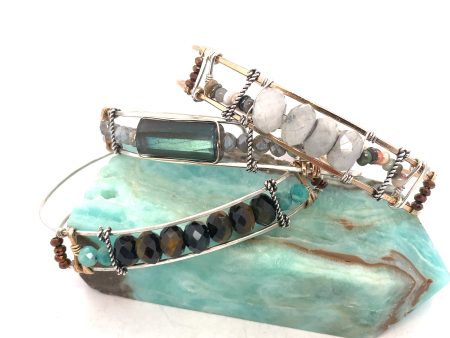 Moon Stone Stacking Cuff Bracelet B385 on Sale