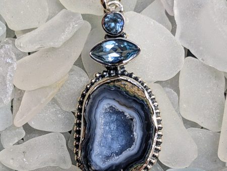 Beautifully Crafted Druzy and Blue Topaz Pendant Online