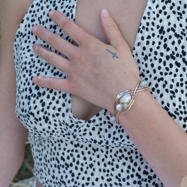 Braided Moonstone Cuff Bracelet B405 Online now