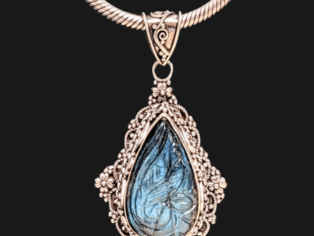 Enchanting Labradorite and Carved Sterling Silver Pendant Discount