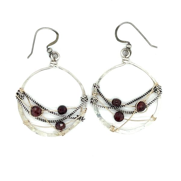 Garnet Hoop Earrings E81242 Discount