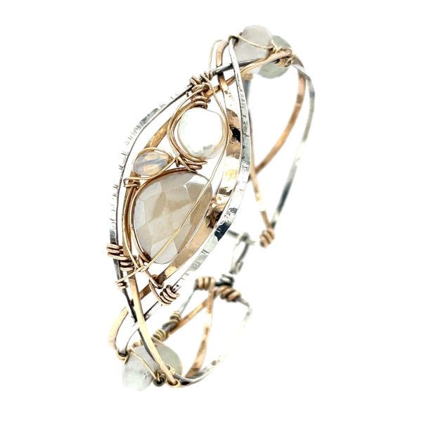 Braided Moonstone Cuff Bracelet B405 Online now