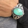 Turquoise & Sandcast Sterling Silver Bracelet Online Hot Sale