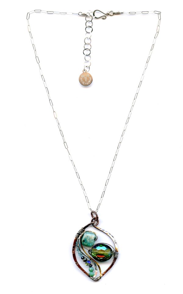 Amazonite and Crystal Pair Necklace For Sale