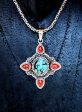 Beautiful Turquoise and Coral Pendant on Sale