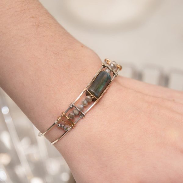 Labradorite Stacking Cuff Bracelet B389 on Sale