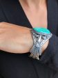 Turquoise & Sandcast Sterling Silver Bracelet Online Hot Sale