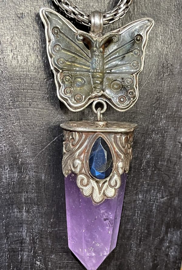 Amethyst And Labradorite Butterfly Pendant For Discount