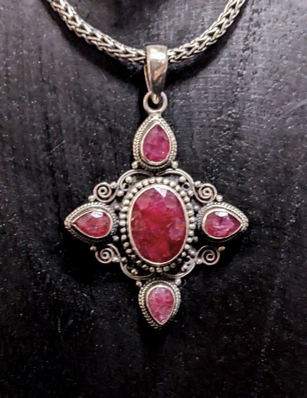 Elegantly Detailed Ruby Pendant Online now