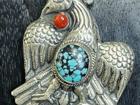 Phoenix Rising Turquoise and Coral Pendant For Discount